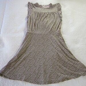 Boden Dress US 8R Green/Pink Floral Ruffle A Line